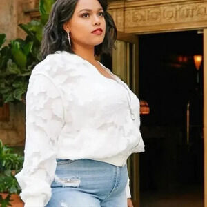 NWT || SONCY || lace jacket, waist length, white, boxy, boho, size 14